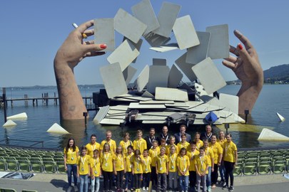 Die Jungendkapelle Übersaxen bei der Eröffnung der Bregenzer Festspiele